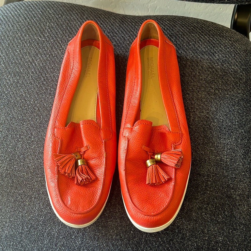 Orange Michael Kors loafers w/tassels